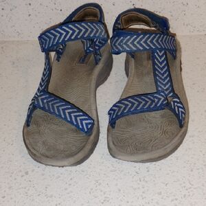 Blue and White Sandals